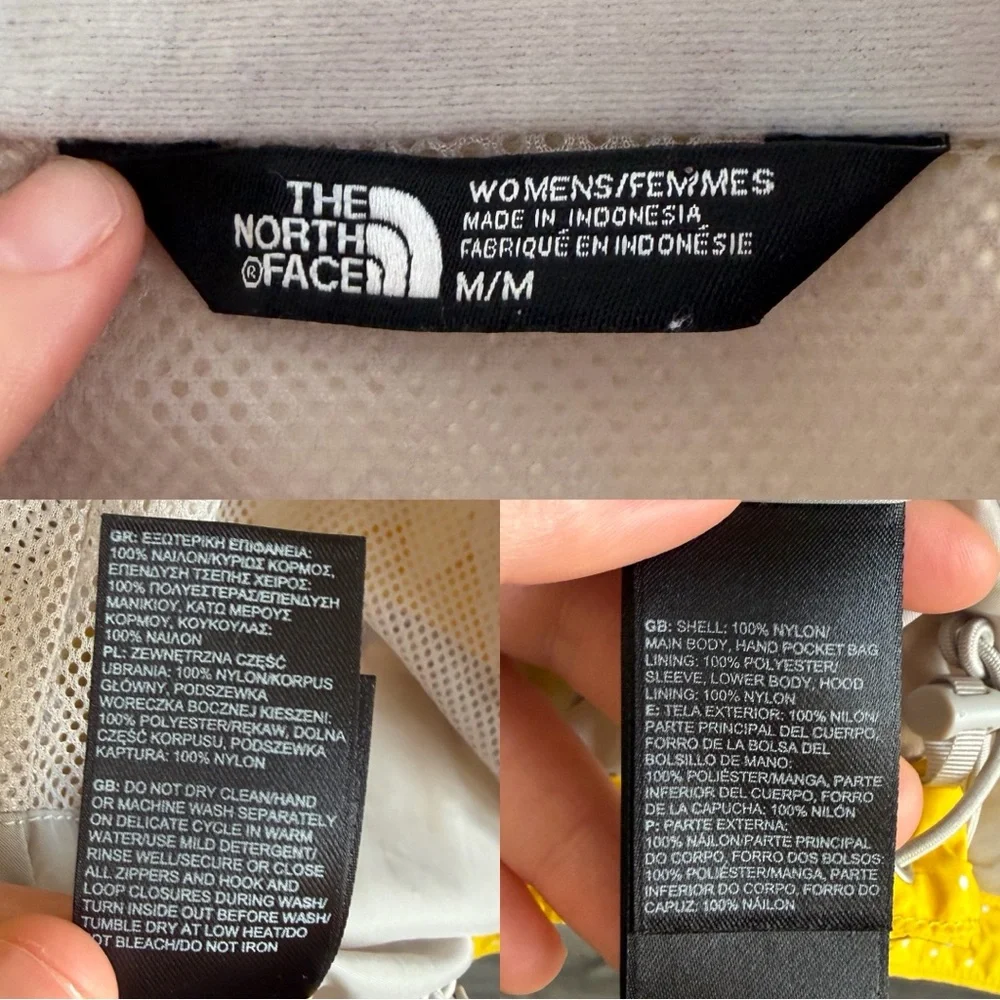 The North Face Resolve Parka Yellow Polka-dot Dry Vent Rain Jacket (M) Hooded - Picture 8 of 16